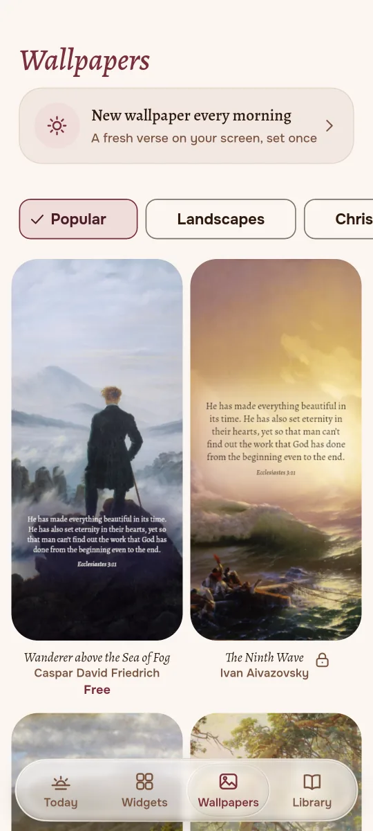 The wallpaper gallery with paintings by old masters